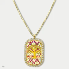 New Colorful Tree of Life Pendant Necklace Chain Picture Dog Tag Chain Gift Desi