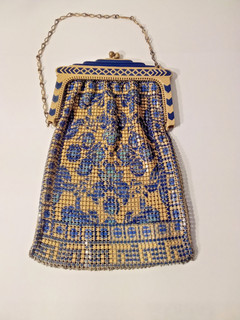 Whiting & Davis SIGNED 1920’s Art Deco Mesh flapper purse Bag Enamel Frame