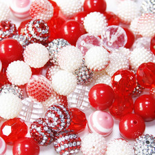 48 Pcs 20Mm Beads for Pens Rhinestone Bubblegum Beads Red Crystal Acrylic round