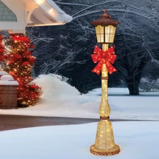 7 FT CHRISTMAS POST WITH 150 LED LIGHTS 1739853 *DISTRESSED PKG