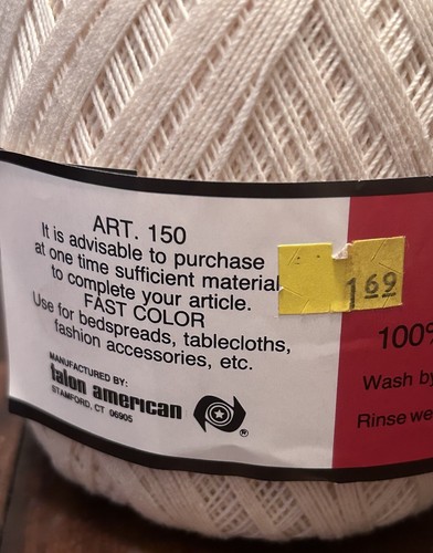 Tante Lydia’s Riesen Häkelgarn #202 Creme Natur 400 Yds USA Baumwolle Neu - Bild 9 von 12