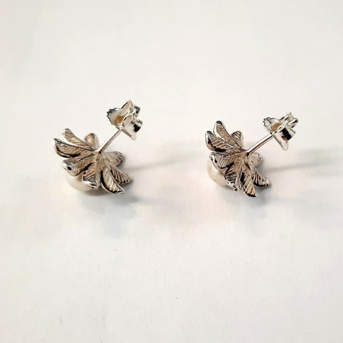Stilvolle Sterling Silber Ohrringe Blumen massiv punziert 925 handgefertigt - Picture 4 of 5