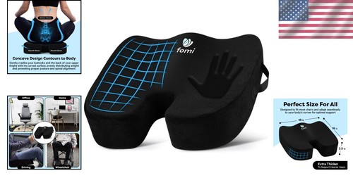 Ergonomic Black Memory Foam Seat Cushion for Cars, Office Chairs & Wheelchairs - Picture 2 of 11