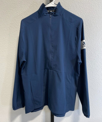 Adidas Climalite Mens M Windbreaker 1/2 Zip Navy Blue Pockets Size Zip