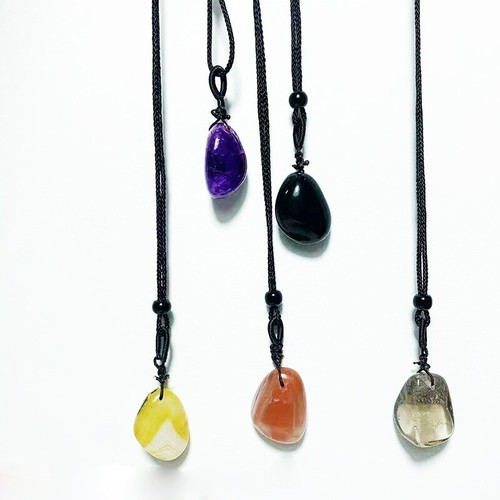 Natural Gravel stone polishing Pendant Materials Crystal Necklace Rough Stone - Picture 3 of 28