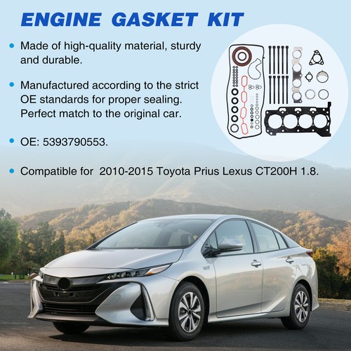 Engine Head Gasket w/ Bolts Set For 2010-2015 Toyota Prius Lexus CT200H 1.8L - Picture 2 of 24