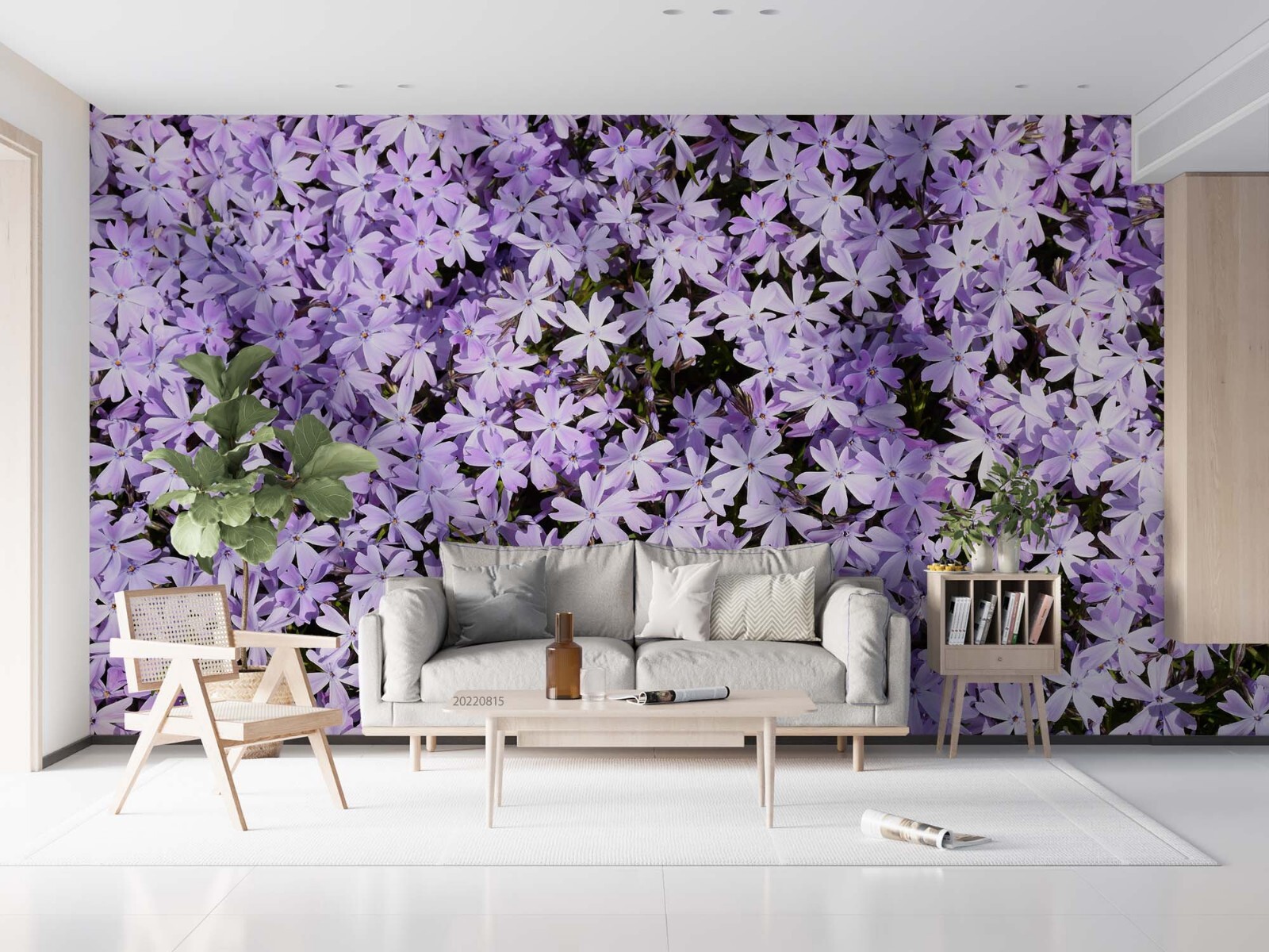 3D Purple Flower Plant Close-up Self-adhesive Removable Wallpaper Murals