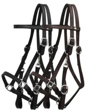 Leather HALTER BRIDLE COMBINATION with 7' Leather Split Reins