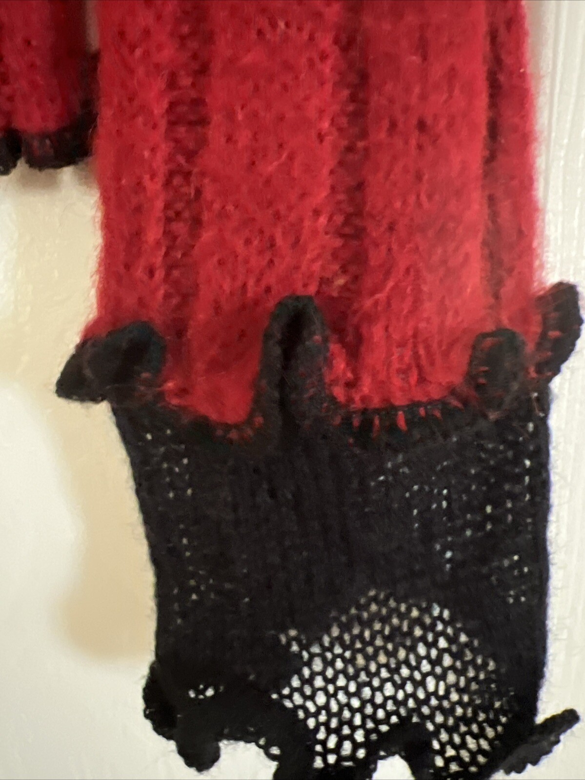 NEVER WORN Ruby Red Soft Turtle Neck Black Trimmi… - image 4