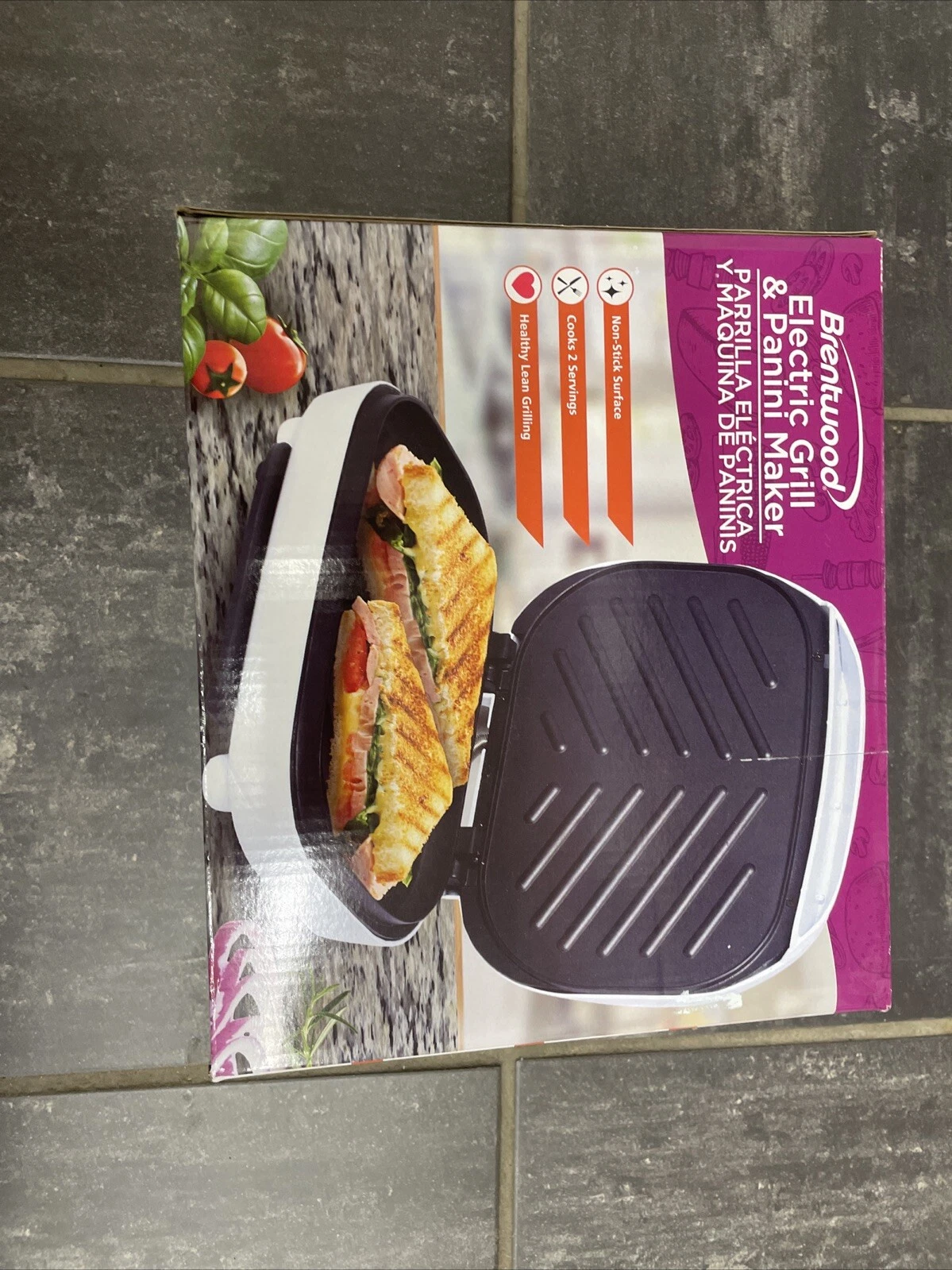 Brentwood Electric Grill & Panini Maker - sandwiches, steaks, etc - White - NEW