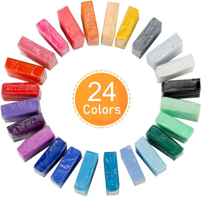 24 Colors Small Block Polymer Clay Starter Kit, Oven Bake Clay, DIY Molding Clay