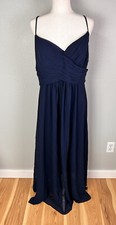 Levkoff Womens Sz 18 Navy Blue Crossback Dress Maxi Formal NWOT