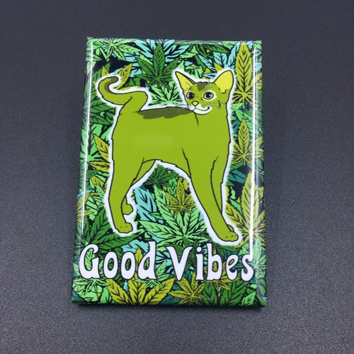 Imán de cannabis para gato verde divertido 420 marihuana gatito hierba cocina decoración del hogar - Imagen 5 de 12