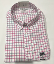 Ralph Lauren mens Slim Fit no Wrinkle Stretch Dress Shirt- 2XL / 18 -Pink/ Blue