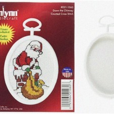 Chimney Delight Mini Cross Stitch Kit - Festive 18 Count Oval Design, Perfect fo
