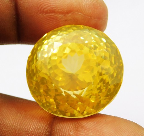 Natural 119.10 Ct Cambodian Yellow Zircon Round Cut Loose Gemstone " CERTIFIED " - Picture 3 of 7