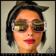 Womens Retro Mod Rectangle Thick Plastic Luxury Minimalist Plastic Sunglasses