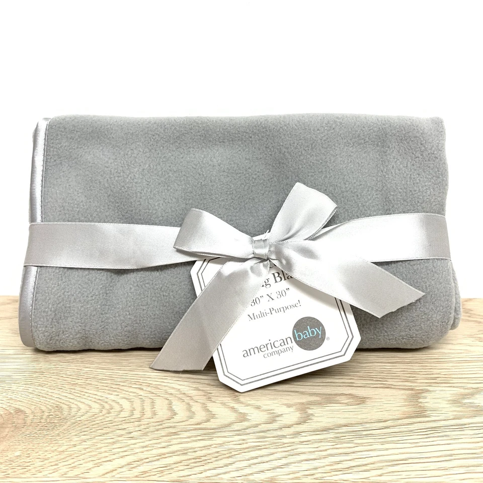 Manta de bebé de lana suave con ribete satinado envoltura de recepción 30x30 gris acogedor regalo Foto 4 de 4