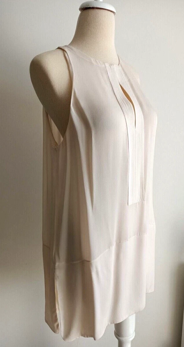 ALC Neiman Marcus Tunic Top Blouse Silk Womens key hole sleeveless