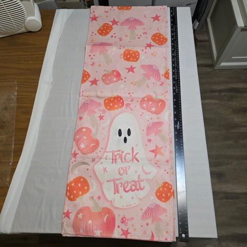 Pink Halloween Table Runner 13 Inches Wide by 6 Feet Long