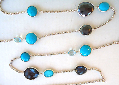 NEW $1495 Ippolita 40'' 925 Rock Candy 12 Mixed Stone Long Necklace in Maritime