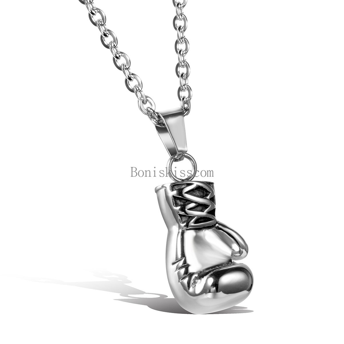 Silver Stainless Steel Boxing Glove Pendant Necklace for Men Men's