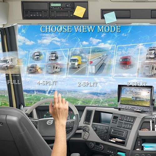 9'' Quad DVR Recorder Monitor 1080P 4*Backup Camera System For Semi Box Truck RV - Picture 2 of 13