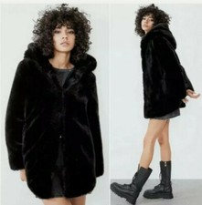 coat with faux fur hood zara