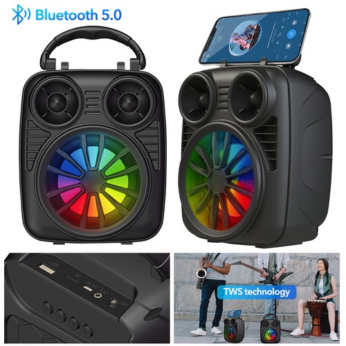 Bluetooth Speaker Mini Portable AUX SD/TF FM Radio Indoor Outdoor Party Lights - Picture 15 of 15