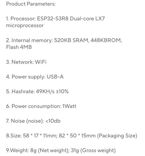 NerdMiner V3 49KH Hashrate 2.8 in BTC Crypto Solo Lottery Bitcoin Miner Machine - Picture 5 of 5