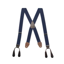 Men's X Style Button On Suspenders in 1 1/4" with Leather, USA Made