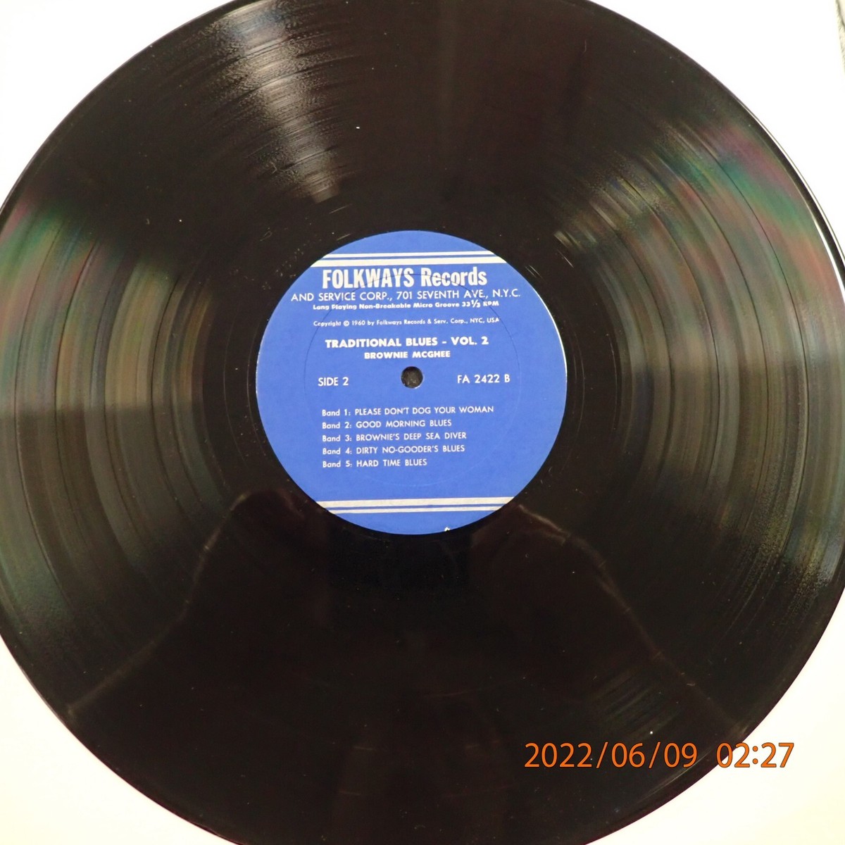米LP Brownie Mcghee Traditional Blues - Volume Two FA2422 FOLKWAYS /00260 BROWNIE MCGHEE: traditional blues volume two FOLKWAYS 12