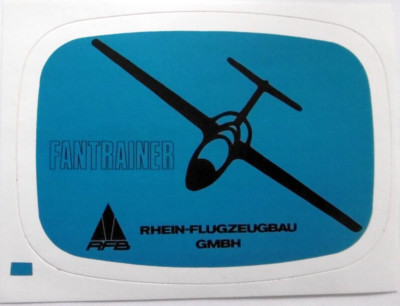 Werbe-Aufkleber Fantrainer Rhein Flugzeugbau Schulflugzeug Jet Piloten 80er