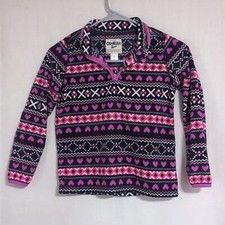 OshKosh Purple Pink Fleece Hearts Fair Isle Quarter Zip Size 8