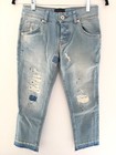 $200 ATOS LOMBARDINI Women's NWT Size 25 24 XS Blue Distressed Patch Capri Jeans — photo 3