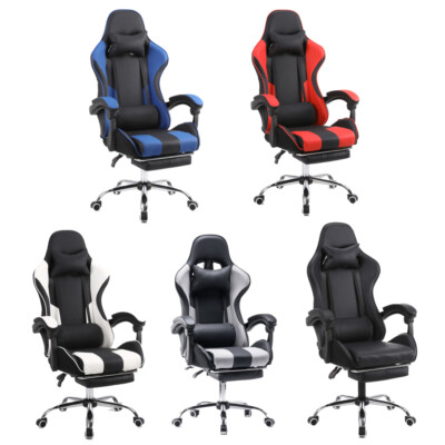 Gaming Chair Swivel Recliner Racing Office Padded Armrest Chair with  Footrest UK