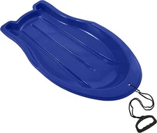 Toboggan Snow Sled for Kids and Adults w/ Pull Ropes & Handles, 37" Blue