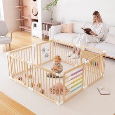 Foldable Wooden Baby Playpen Activity Center Portable Play Yard Toddler Fence