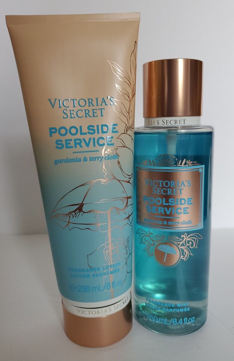 2 PCS VICTORIA'S SECRET *POOLSIDE SERVICE* FRAGRANCE BODY MIST & BODY  LOTION NEW