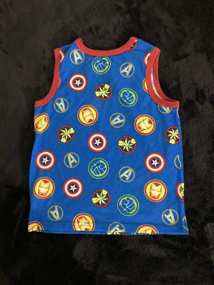 Marvel Avengers Blue Tank Top Captian America Iron Man Hulk Boys Size 6 - Image 4 of 4