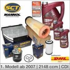 Mercedes Benz C-Klasse W204 S204 200 220 CDI Inspektionspaket Filterset 5W30 Öl