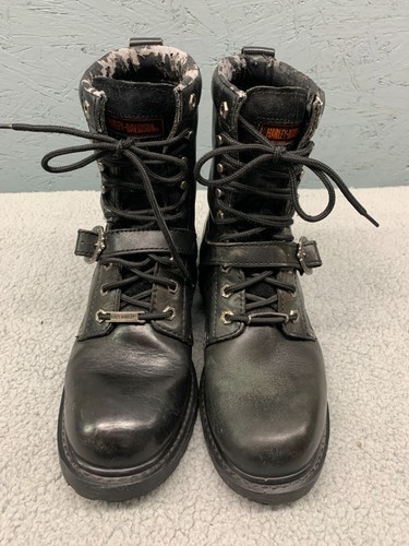 Harley-Davidson Herren Leder Motorradstiefel Schwarz Größe 10 Schnürschnalle - Bild 5 von 16