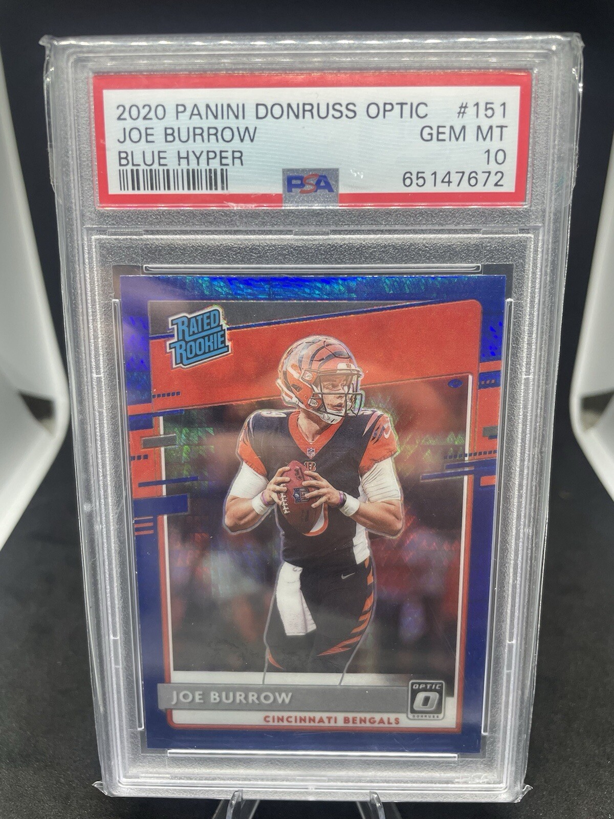 2020 Panini Donruss Optic #151 Joe Burrow Blue Hyper PSA 10 Bengals