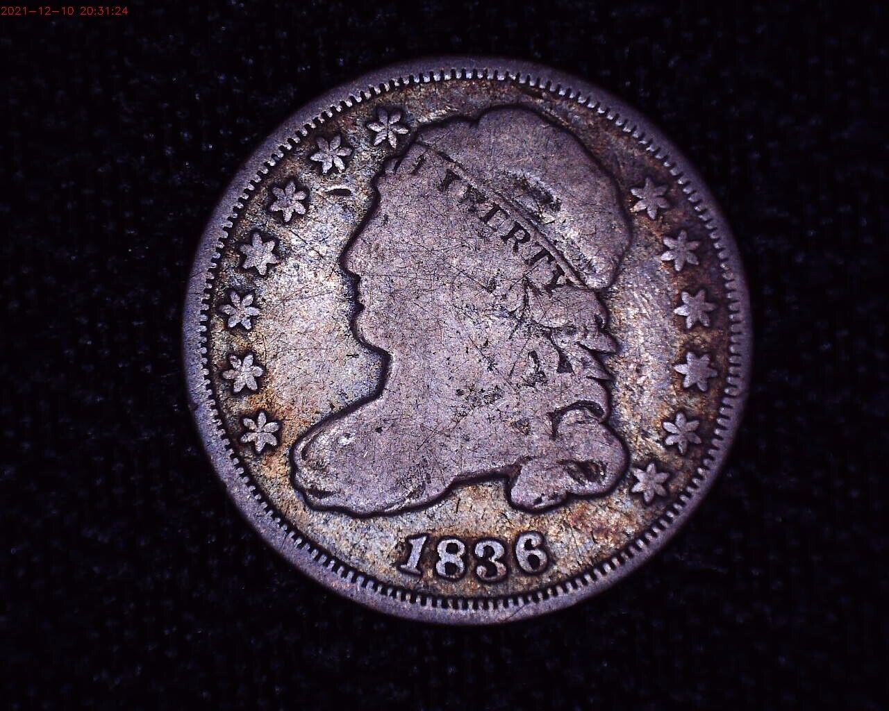 1836 Nice Silver Capped Bust Dime  Only 1,190,000 Mintage   #CBW
