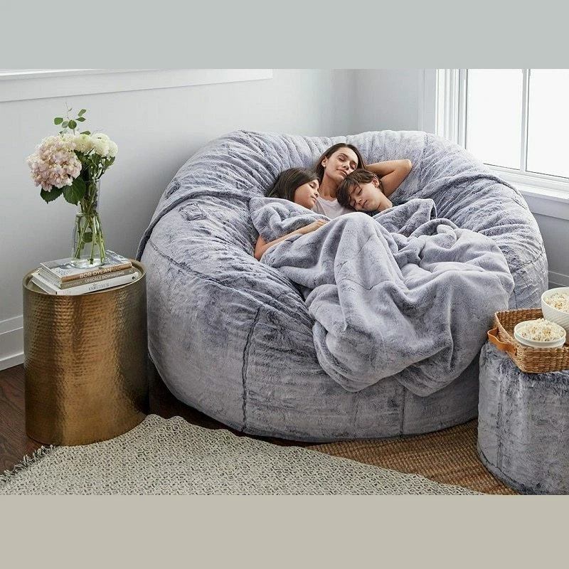 Microsuede Foam Giant Bean Bag Lazy Sofa Cover Memory Living Room no filling