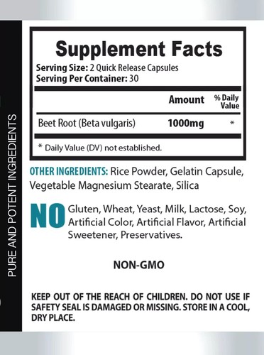 Low-calorie snack - BEET ROOT - Promotes balance 1 Bottles 60 Capsules - Picture 2 of 11