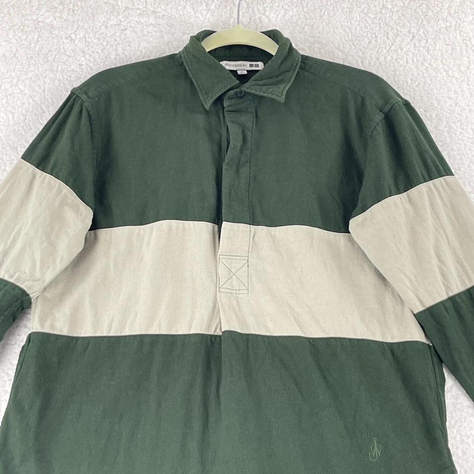 Camisa Uniqlo x JW Anderson a Rayas Verdes Para Hombre Manga Larga 100% Algodón Talla Pequeña Foto 2 de 4