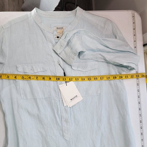 Malvin Tunic Top Womens L Linen Blue Pockets Lagenlook Beach Natural Coastal NWT - Picture 13 of 15
