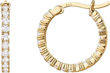 14K Gold Plated 925 Sterling Silver Post Cubic Zirconia Hoop Earrings for Women