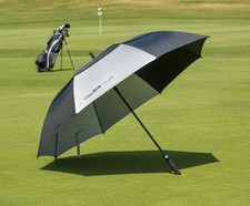 Golf Umbrella, 68 Inch, Black Silver, Auto Open, Double Canopy, UV Blocking
